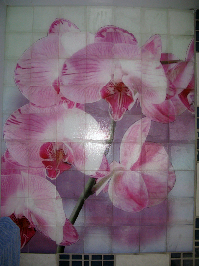 Bathroom Floral Mural made with sublimation printing